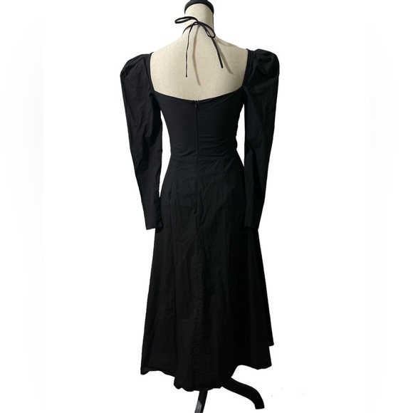 ASTR the Label Long Puff Sleeve Tie Neck Cotton Dress in Black Sz. Small - Picture 10 of 15